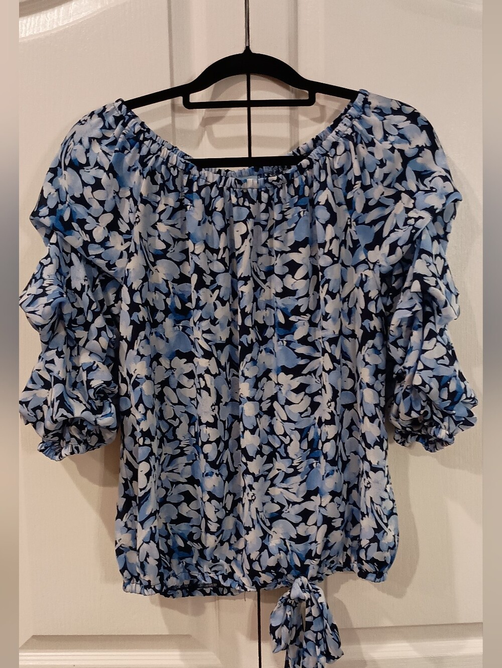 Blue Floral Off-Shoulder Women's Top